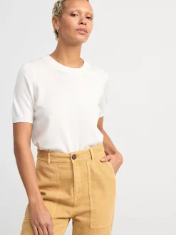 Tröjor & Cardigans>Lindex Finstickad Troja Med Kort Arm Off White