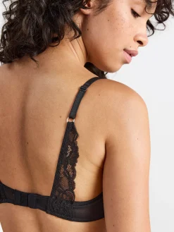 Bh>Lindex Flora Bygellos Bh Med Spets Black