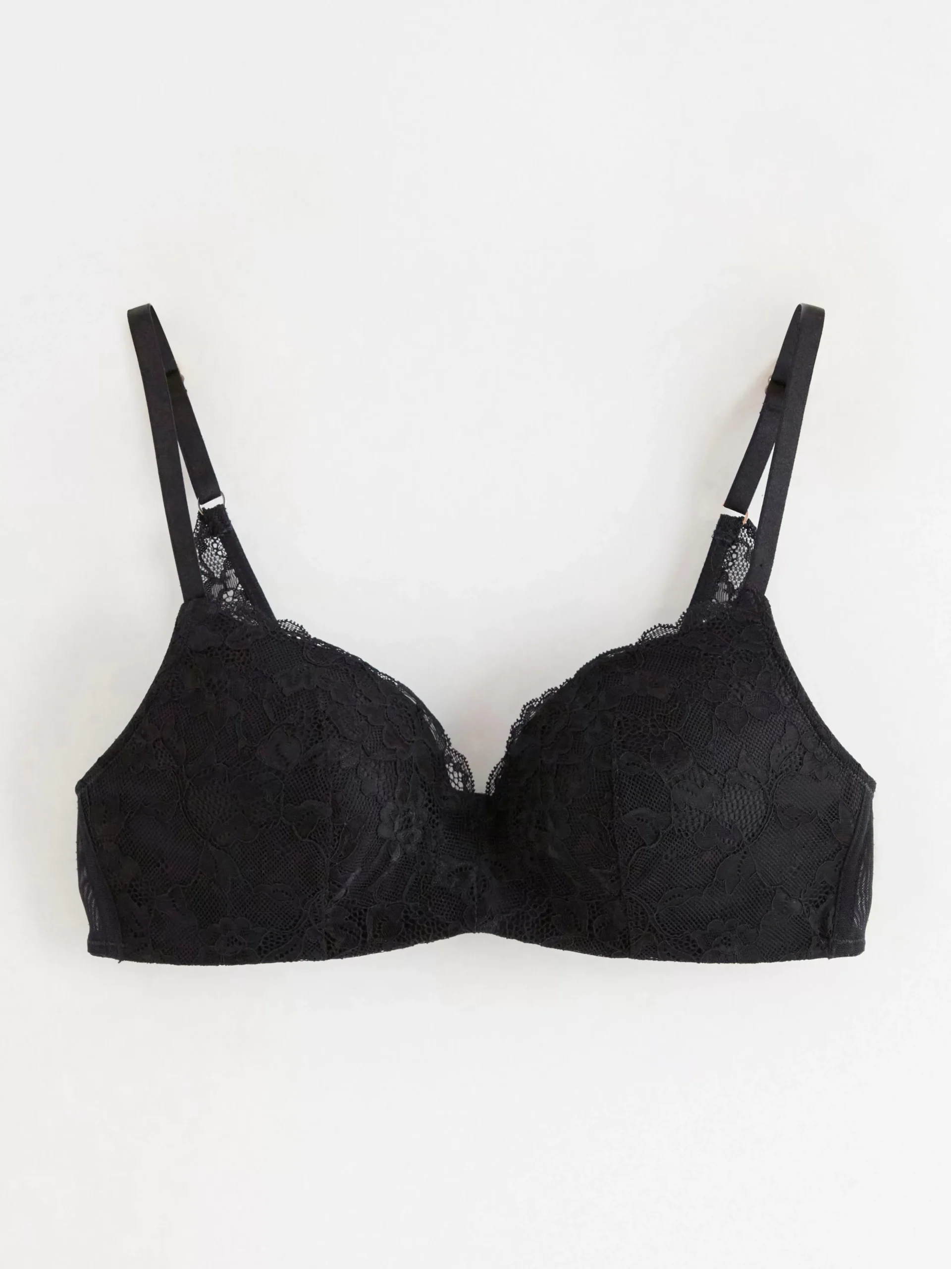 Bh>Lindex Flora Bygellos Bh Med Spets Black