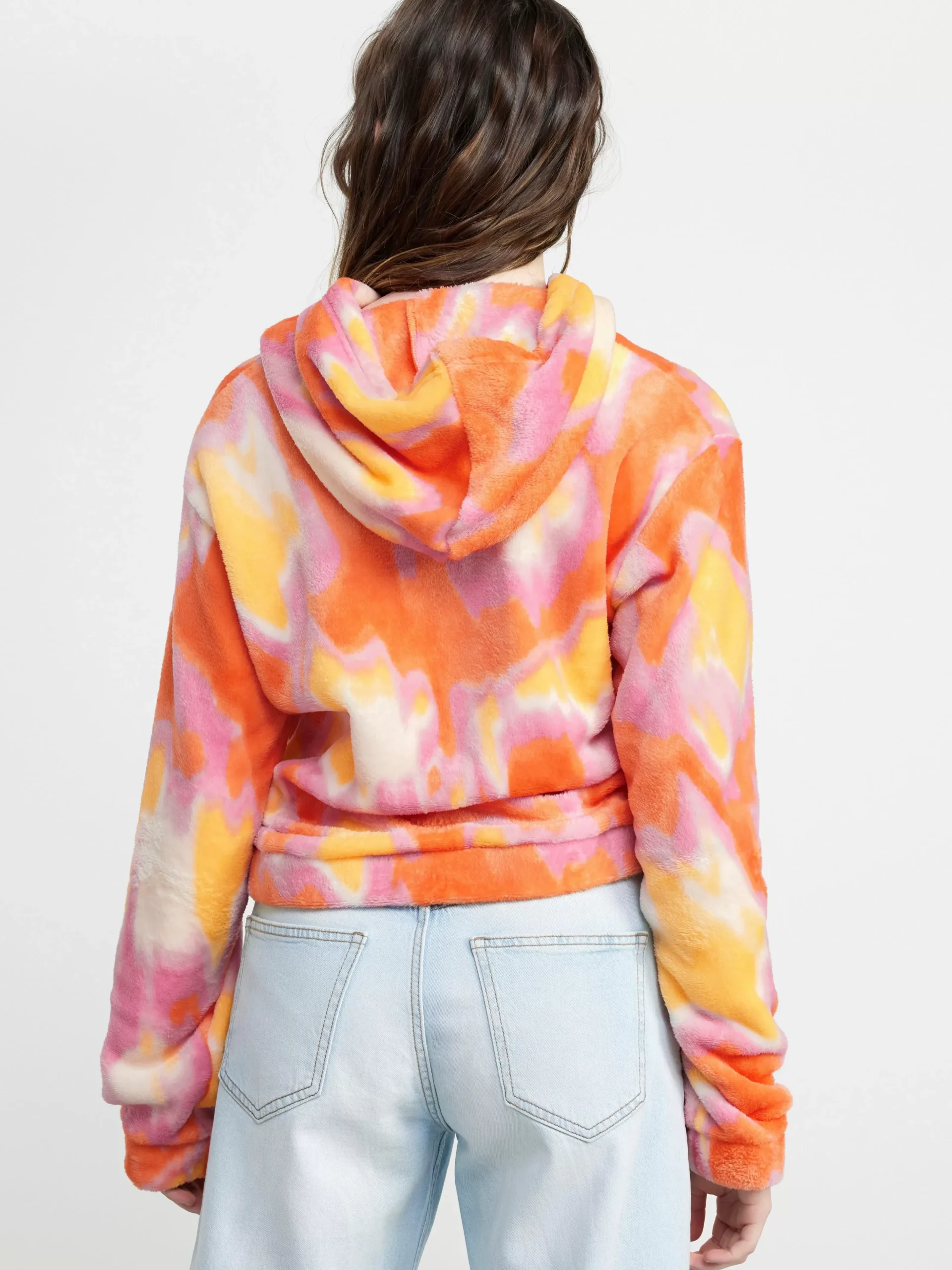 Tröjor & Cardigans>Lindex Fluffig Hoodie Med Batikmonster Light Orange