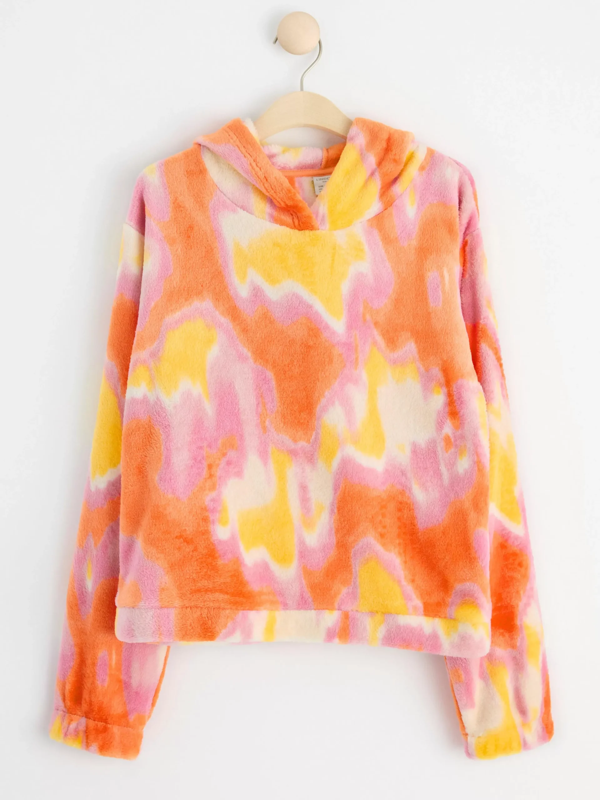 Tröjor & Cardigans>Lindex Fluffig Hoodie Med Batikmonster Light Orange