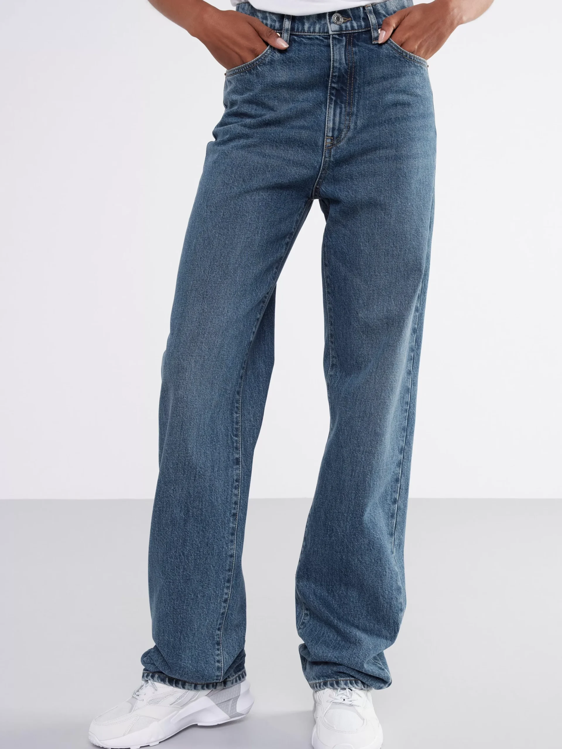 Jeans>Lindex Franka High Waist Jeans Med Extra Langa Ben Denim Blue