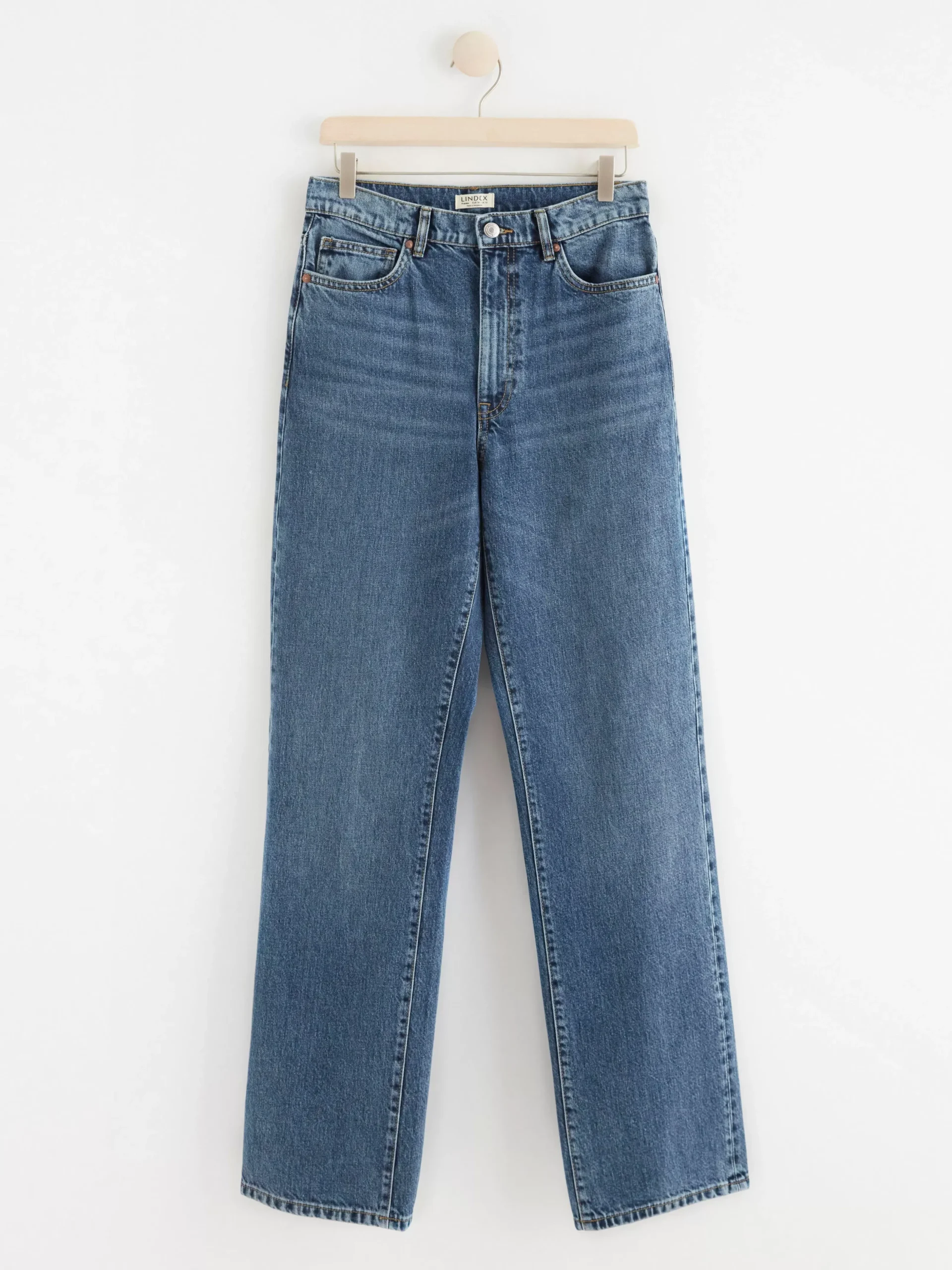 Jeans>Lindex Franka High Waist Jeans Med Extra Langa Ben Denim Blue