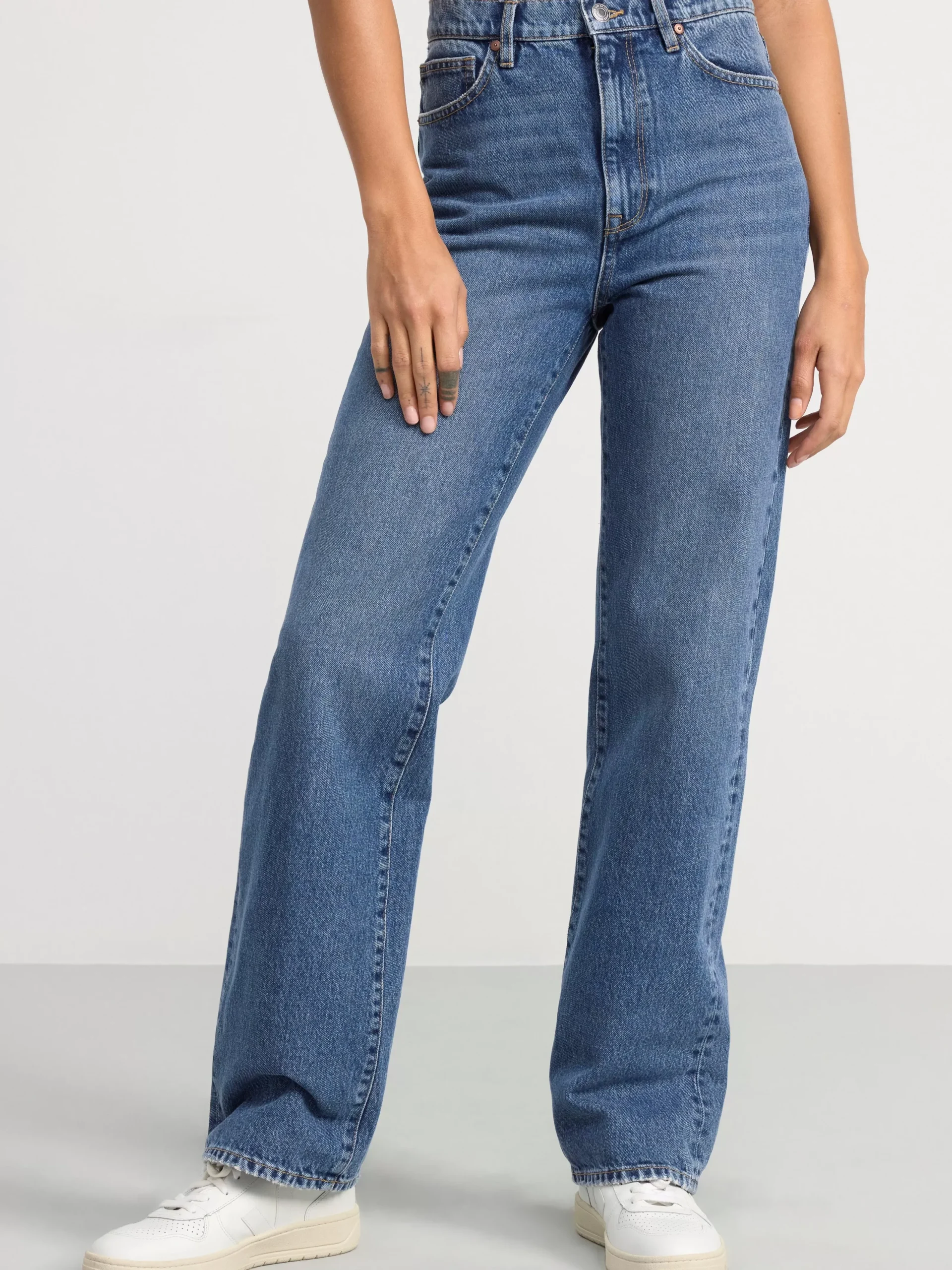 Jeans>Lindex Franka High Waist Jeans Med Extra Langa Ben Denim Blue