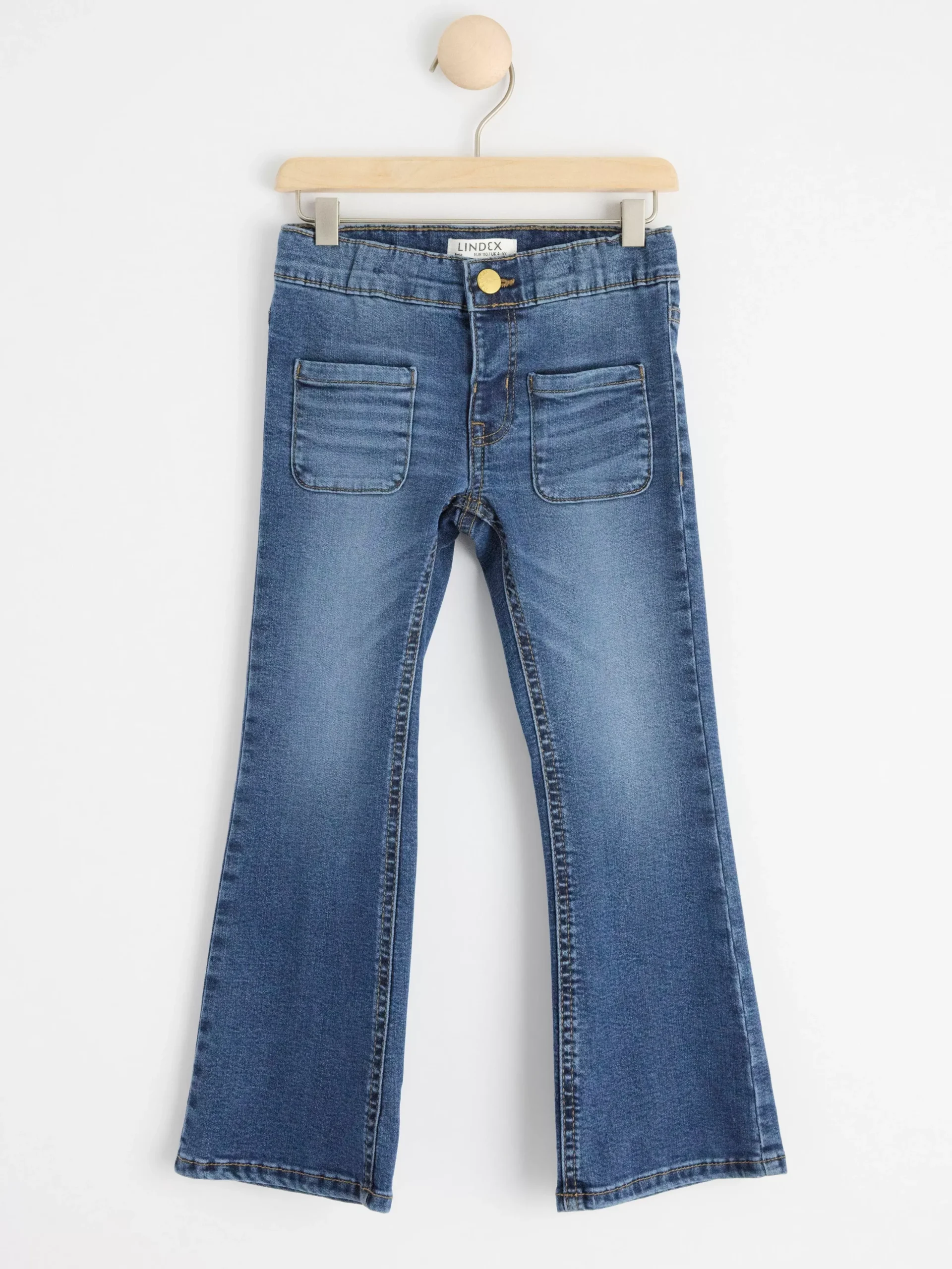 Jeans>Lindex Freja Jeans Med Utsvangt Ben Och Normalhog Midja Dark Denim