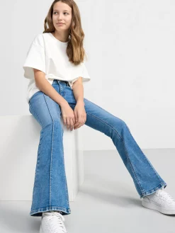 Jeans>Lindex Freja Jeans Med Utsvangt Ben Och Normalhog Midja Denim Blue