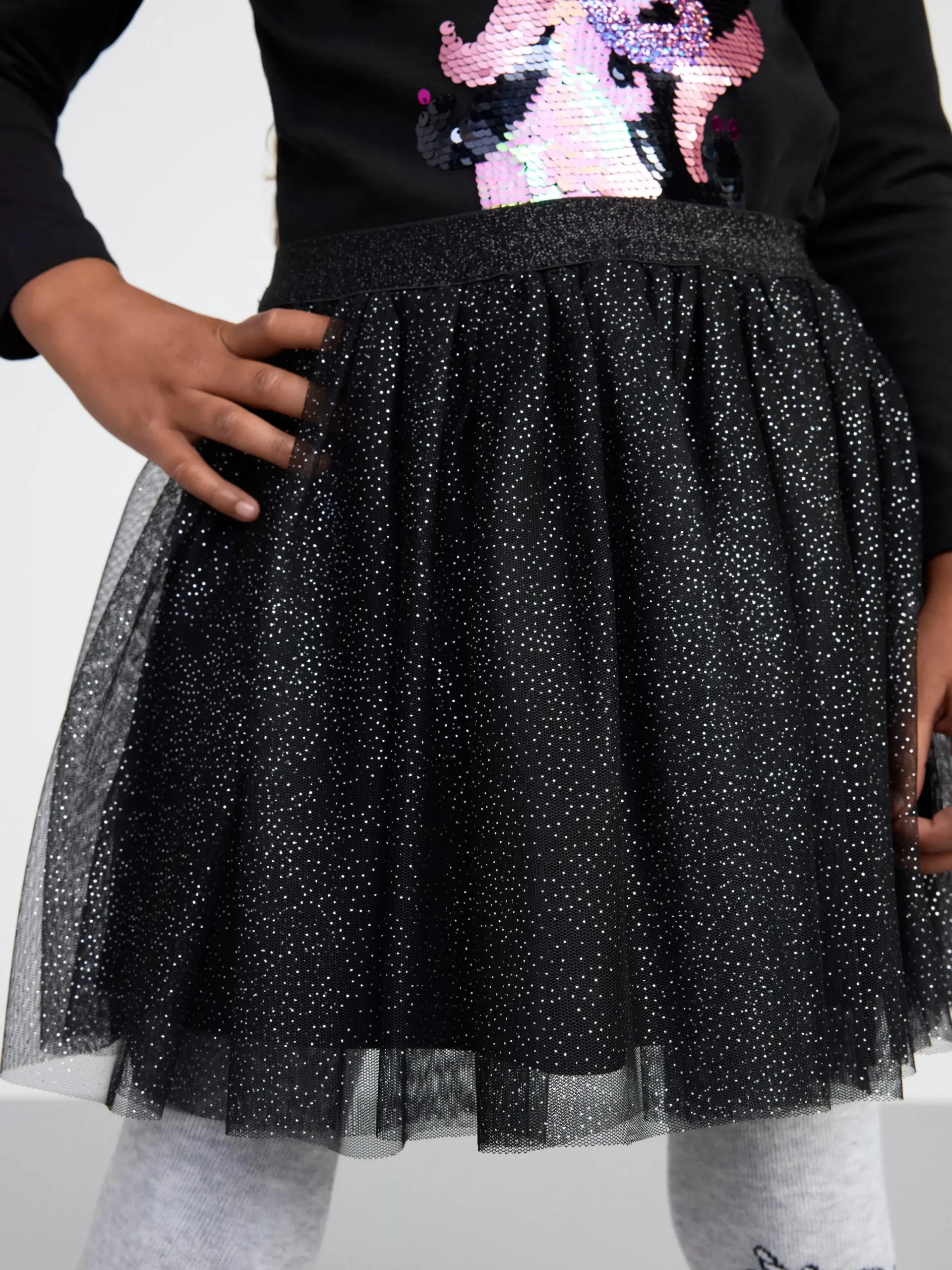 Kjolar>Lindex Glittrig Tyllkjol Black