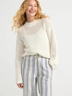Tröjor & Cardigans>Lindex Halstickad Troja Light Dusty White