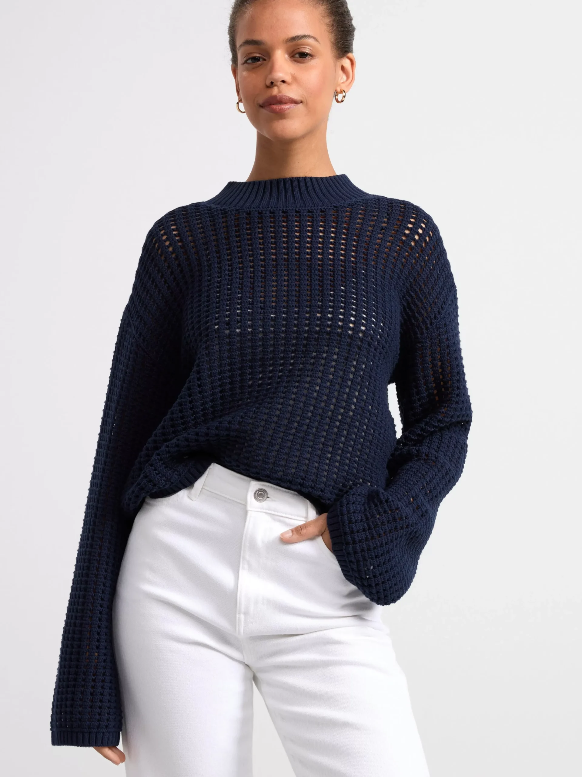 Tröjor & Cardigans>Lindex Halstickad Troja Navy