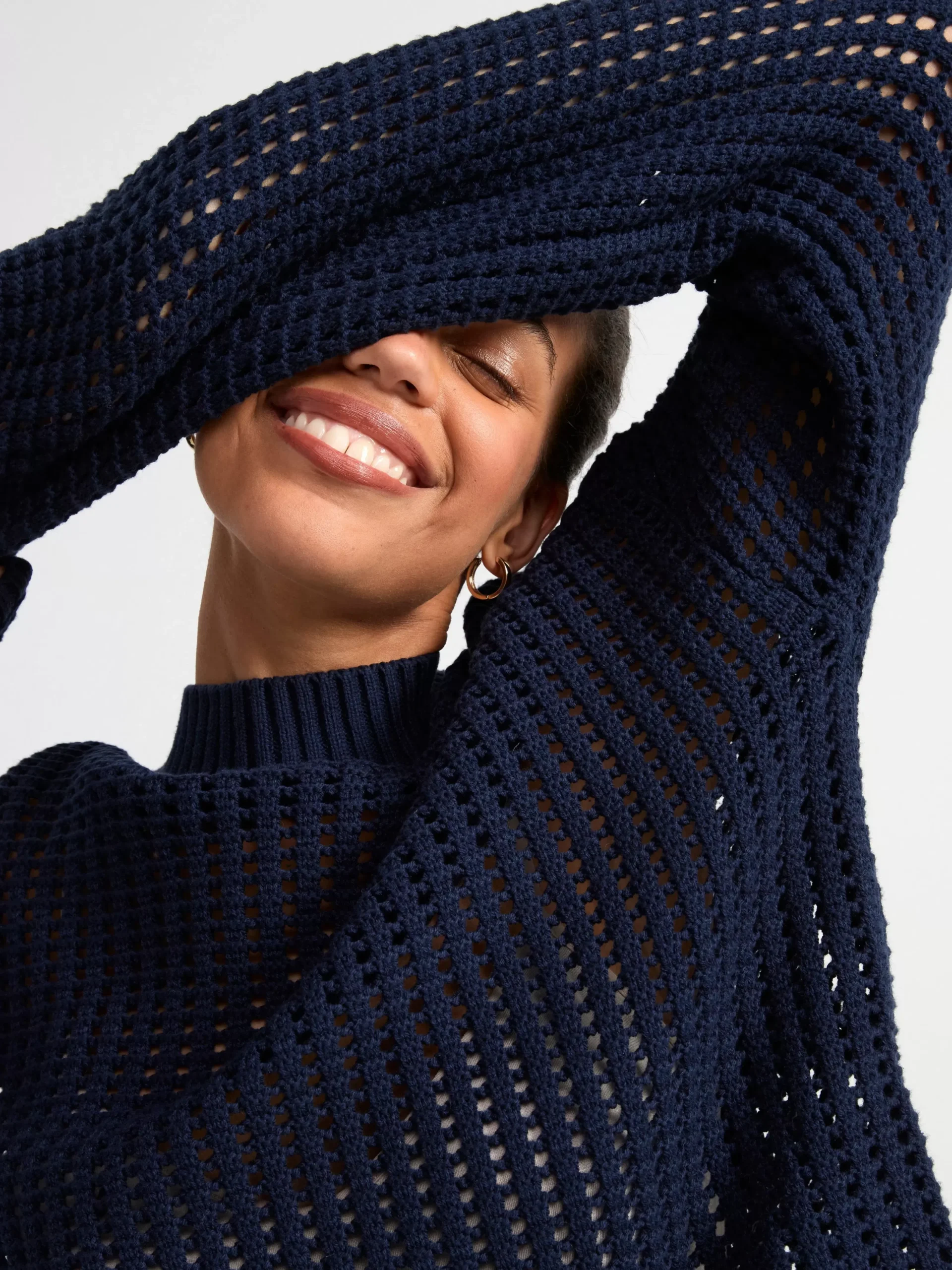 Tröjor & Cardigans>Lindex Halstickad Troja Navy