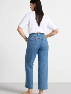 Jeans>Lindex Hanna Vida High Waist-Jeans Med Croppat Ben Denim Blue