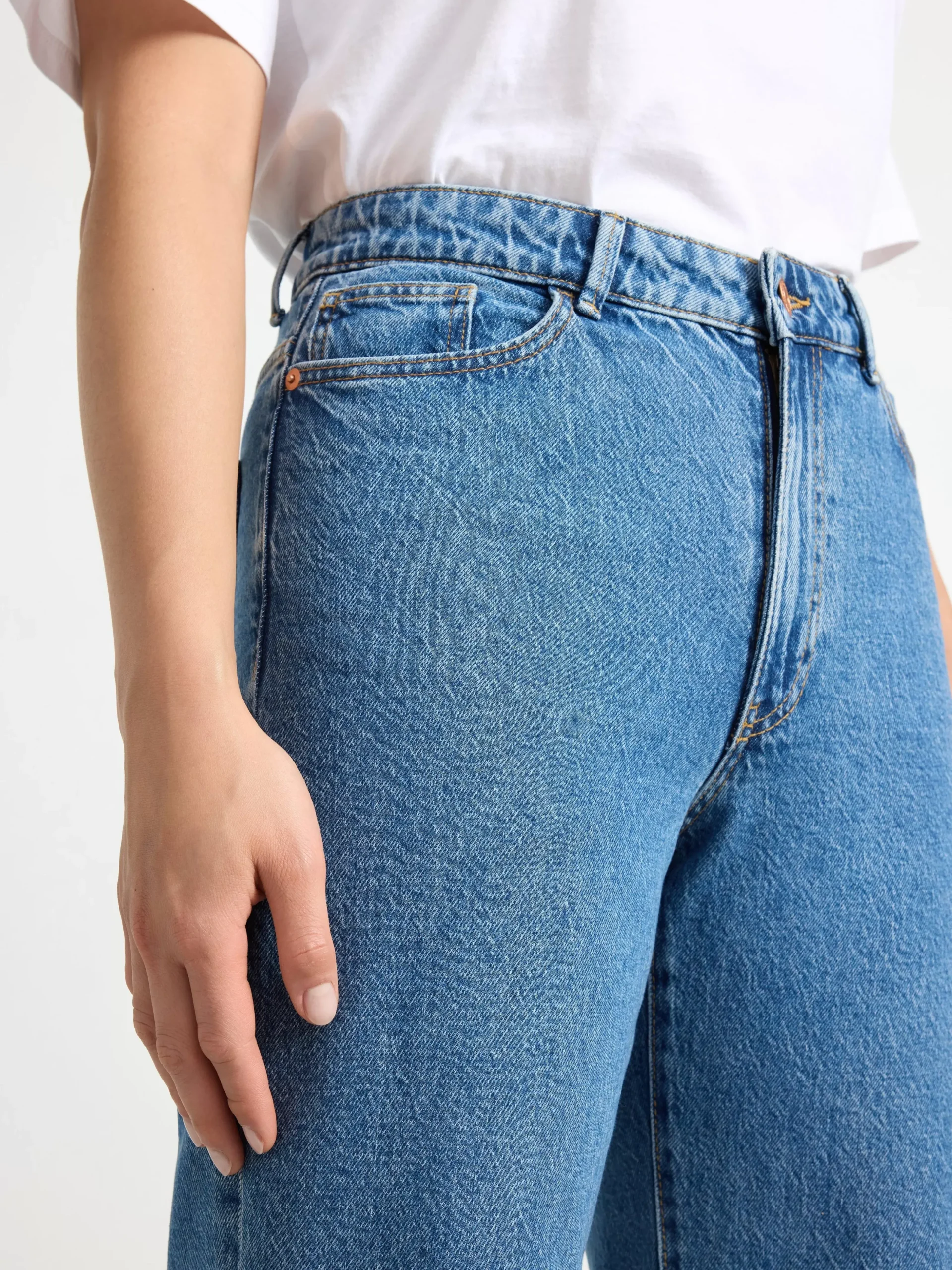 Jeans>Lindex Hanna Vida High Waist-Jeans Med Croppat Ben Denim Blue
