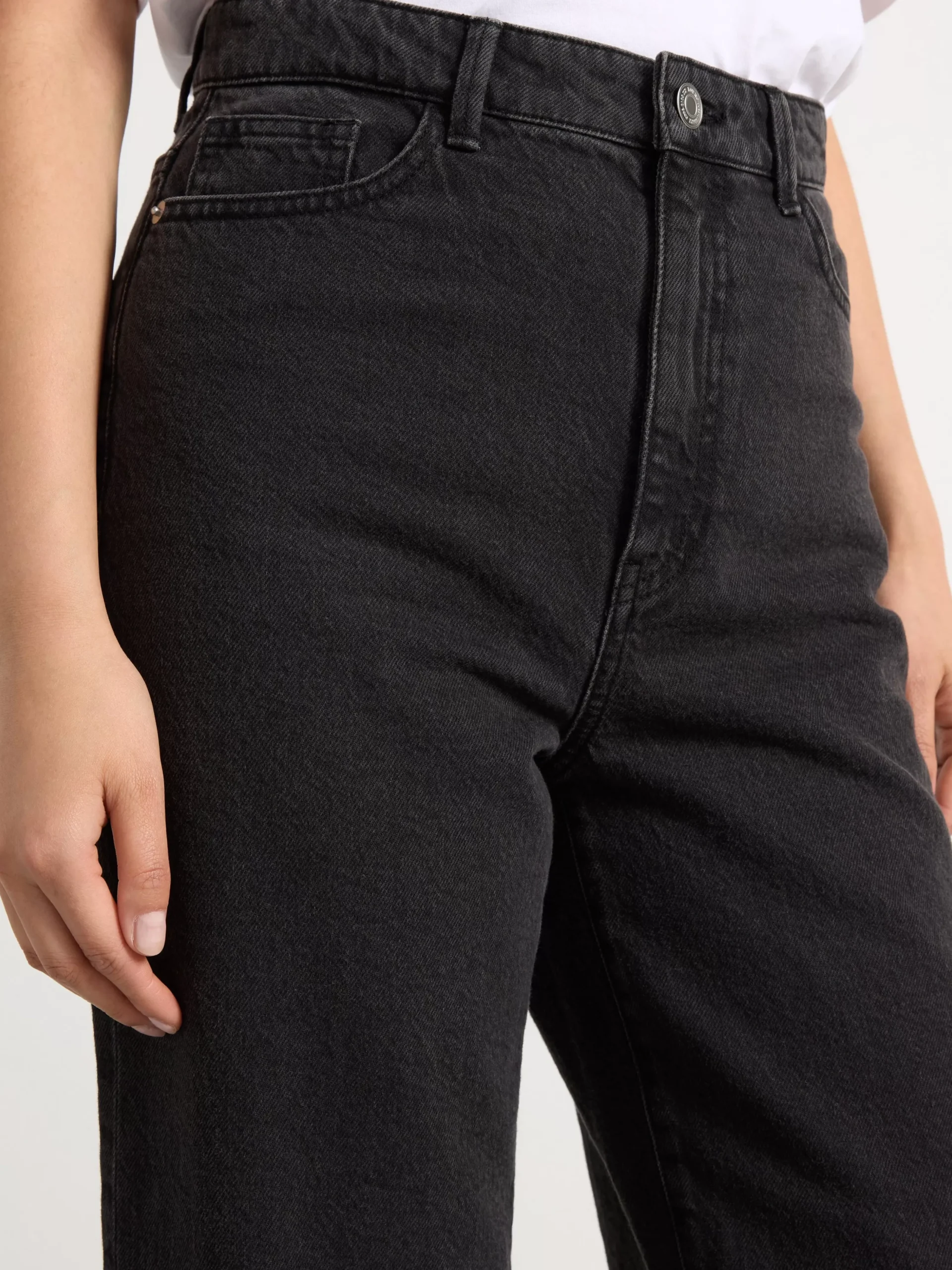 Jeans>Lindex Hanna Vida High Waist-Jeans Med Croppat Ben Black