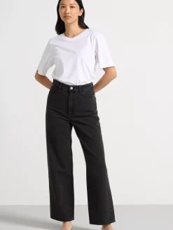 Jeans>Lindex Hanna Vida High Waist-Jeans Med Croppat Ben Black