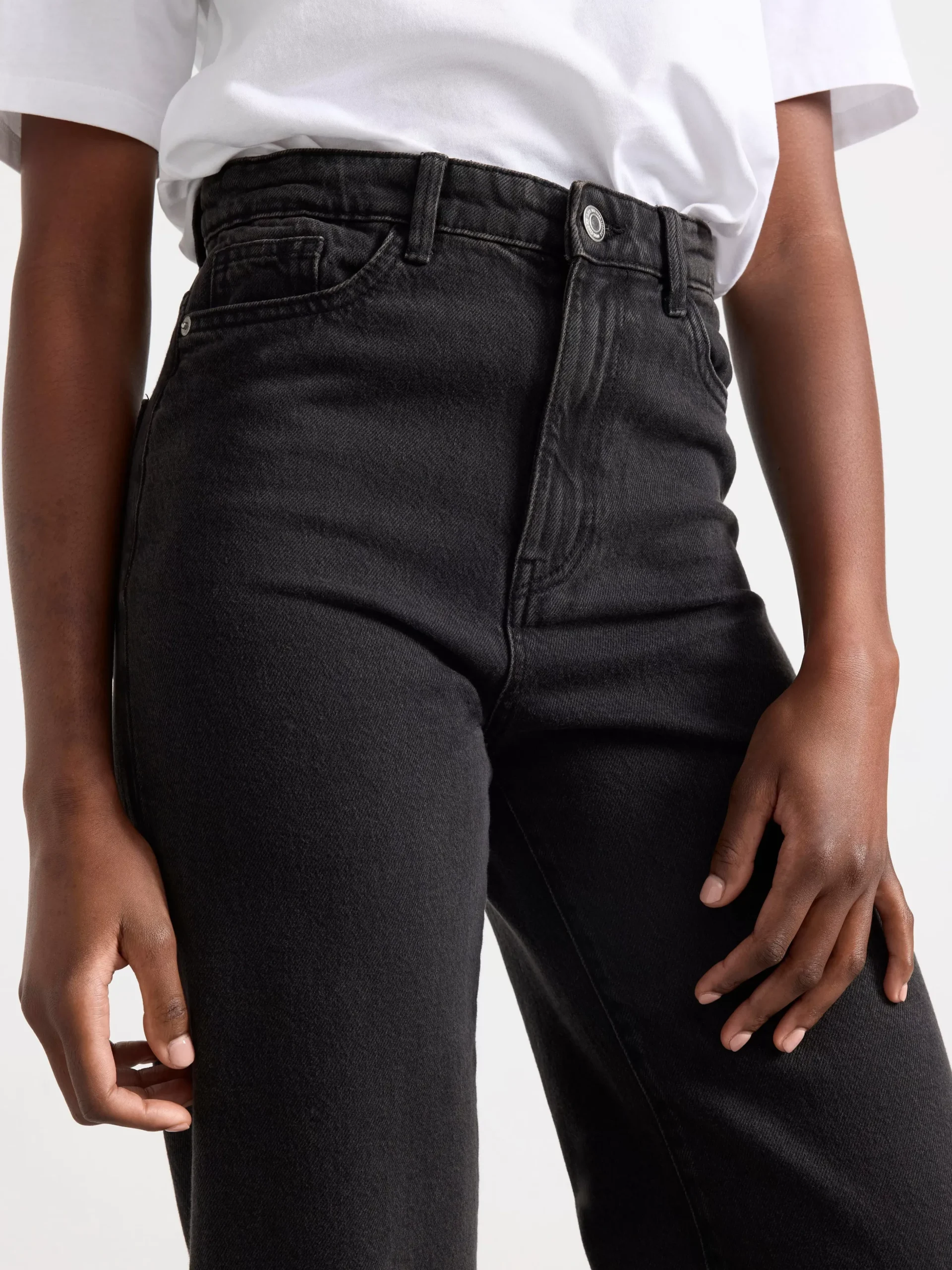Jeans>Lindex Hanna Vida High Waist-Jeans Med Croppat Ben Black
