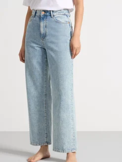 Jeans>Lindex Hanna Vida High Waist-Jeans Med Croppat Ben Light Denim