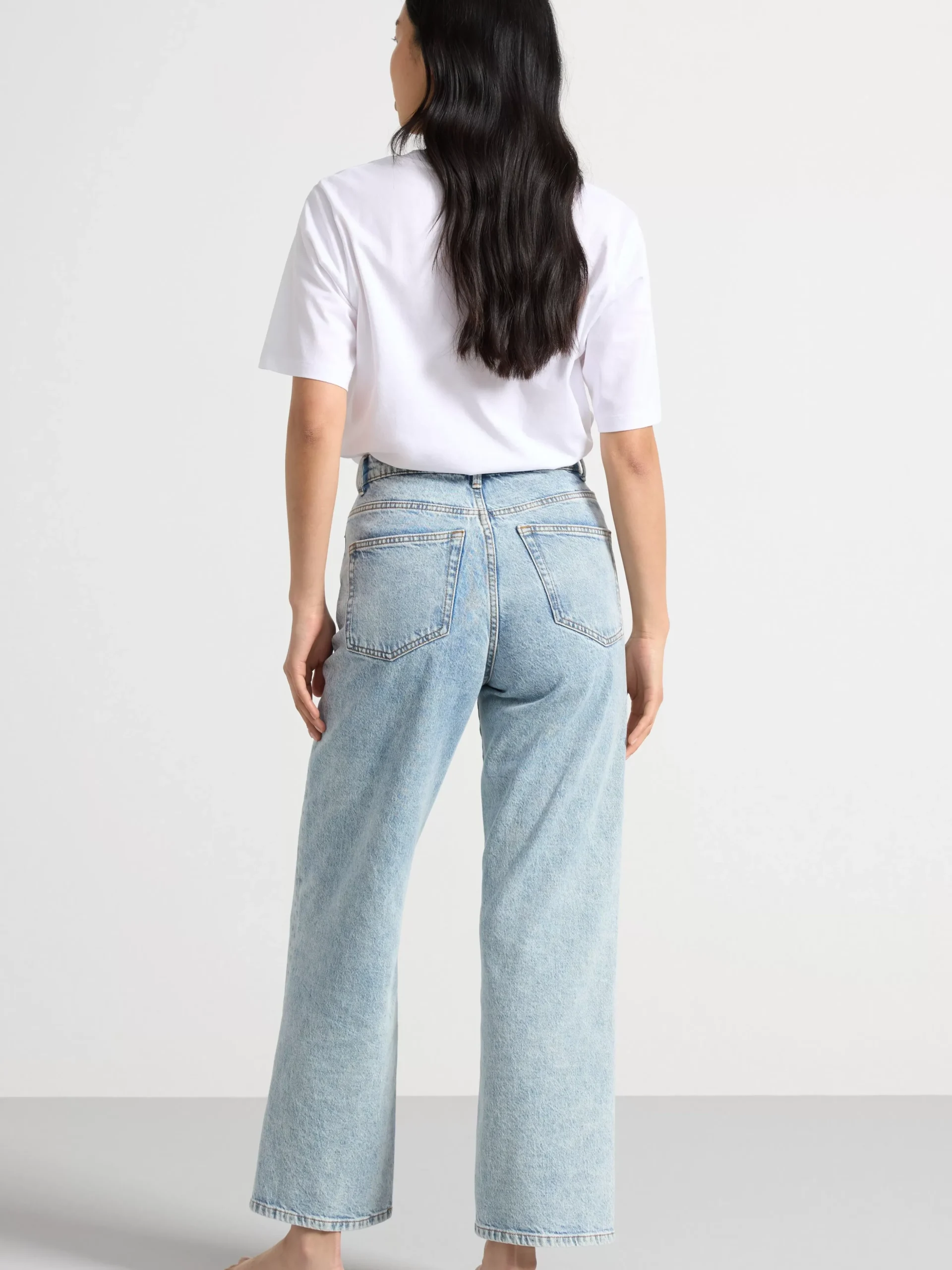 Jeans>Lindex Hanna Vida High Waist-Jeans Med Croppat Ben Light Denim
