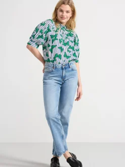 Blusar & Skjortor>Lindex Helmonstrad Blus Med Kort Arm Green