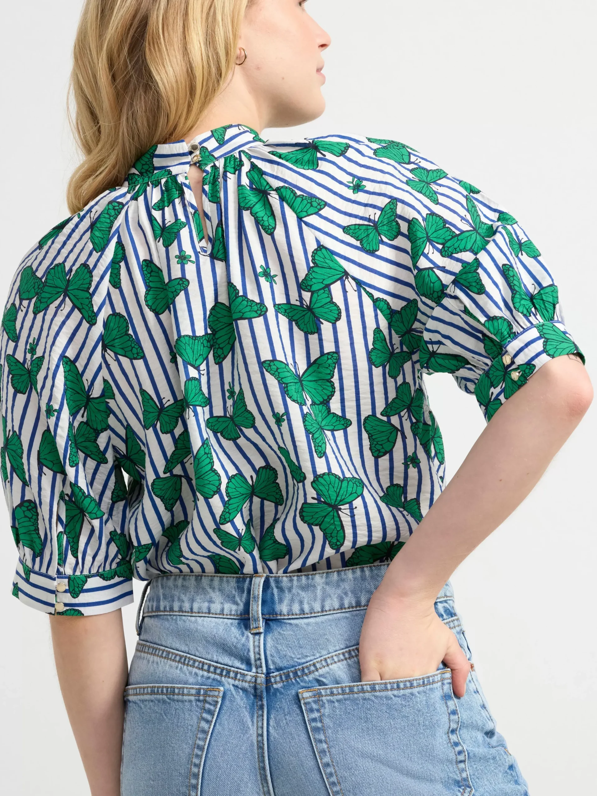 Blusar & Skjortor>Lindex Helmonstrad Blus Med Kort Arm Green