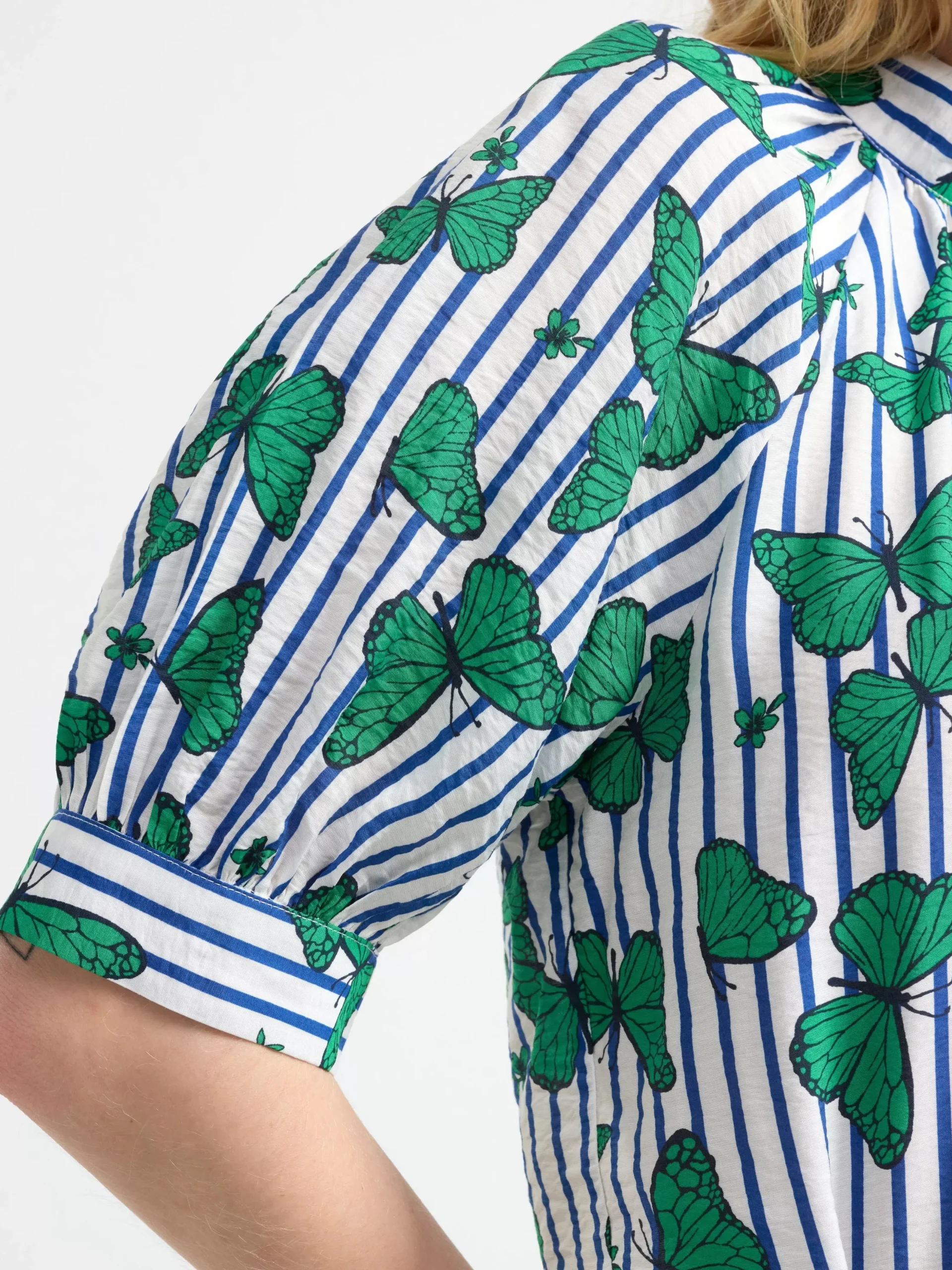 Blusar & Skjortor>Lindex Helmonstrad Blus Med Kort Arm Green