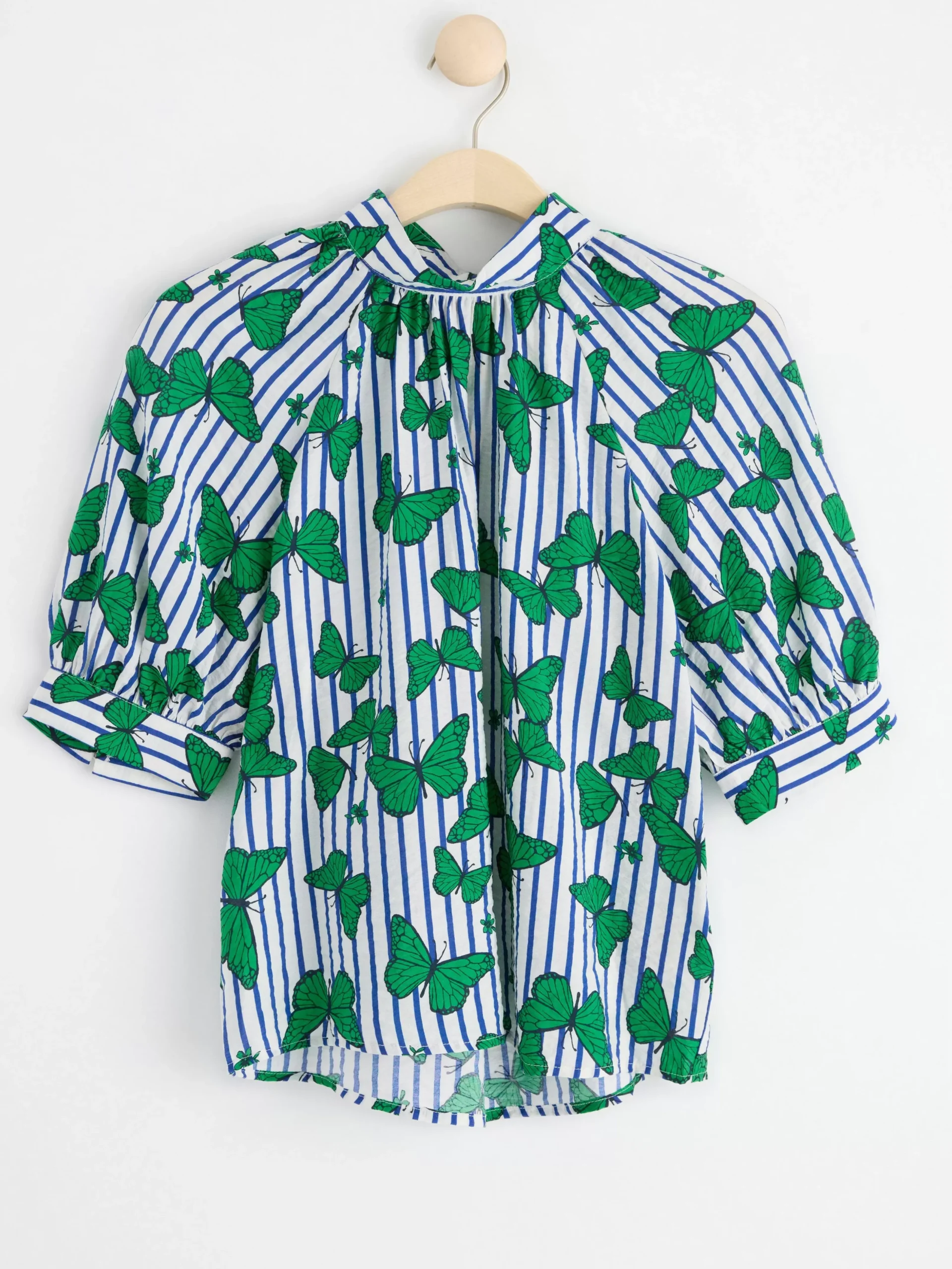 Blusar & Skjortor>Lindex Helmonstrad Blus Med Kort Arm Green