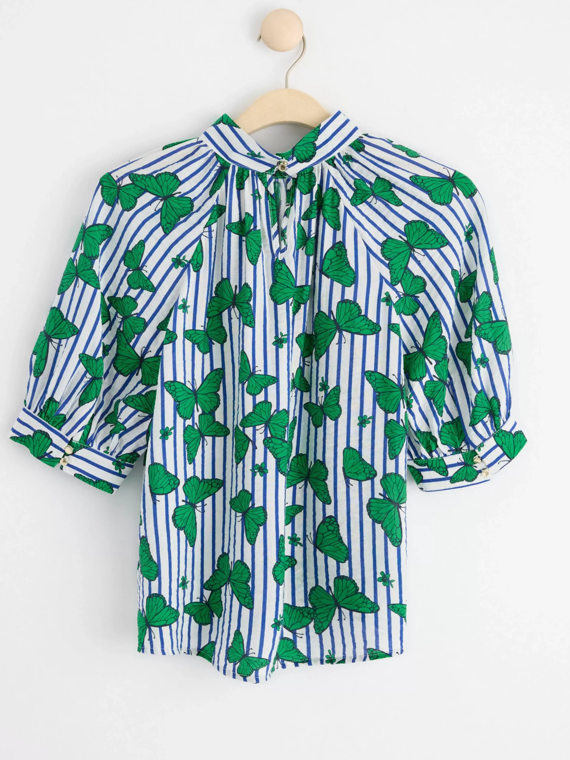 Blusar & Skjortor>Lindex Helmonstrad Blus Med Kort Arm Green