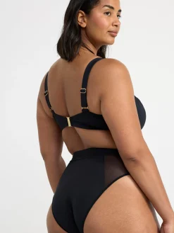 Badkläder>Lindex High Waist Bikinitrosa Med Mesh Black