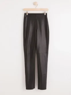 Byxor>Lindex High Waist Byxa I Laderimitation Black