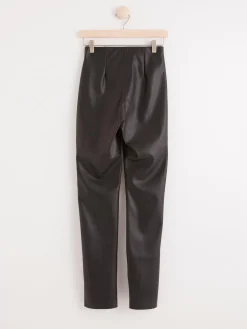 Byxor>Lindex High Waist Byxa I Laderimitation Black