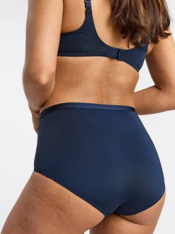 Trosor>Lindex High Waist Trosa Med Randig Mesh Navy