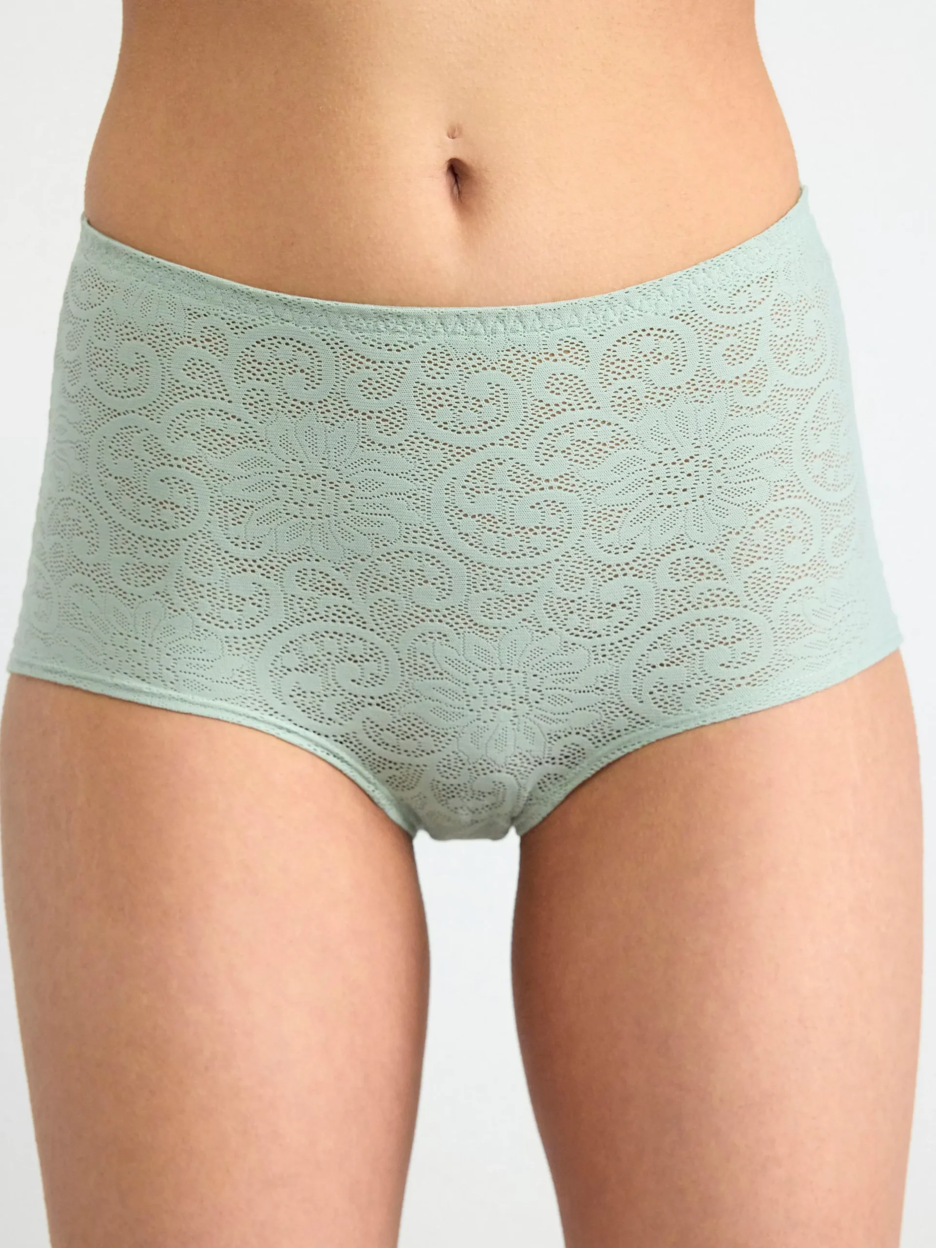 Trosor>Lindex High Waist Trosa Med Spets Light Dusty Green