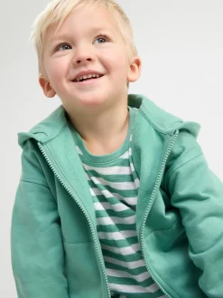 Tröjor & Cardigans>Lindex Hoodie I Bomull Med Dragkedja Och Borstad Insida Dusty Green