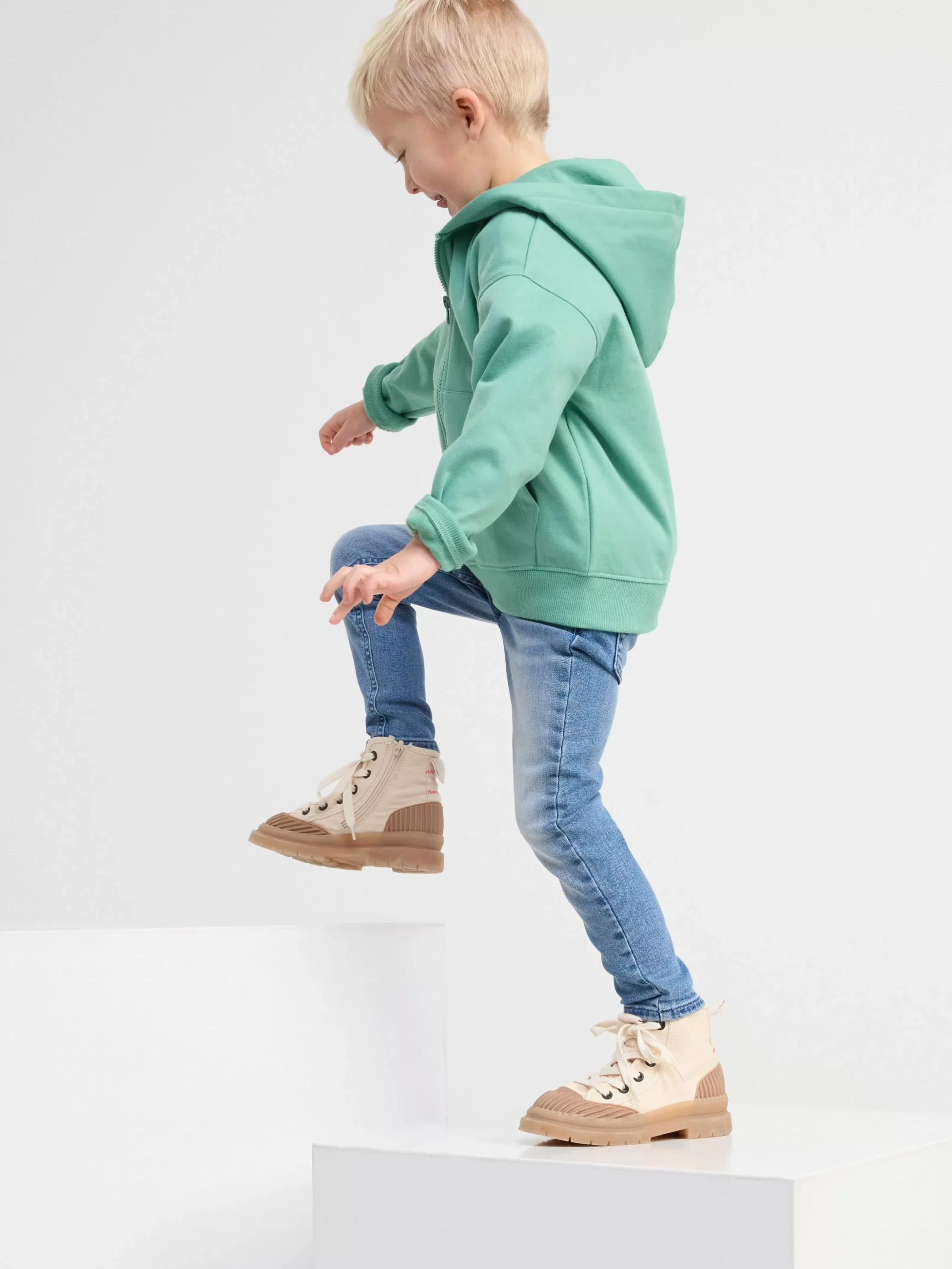 Tröjor & Cardigans>Lindex Hoodie I Bomull Med Dragkedja Och Borstad Insida Dusty Green