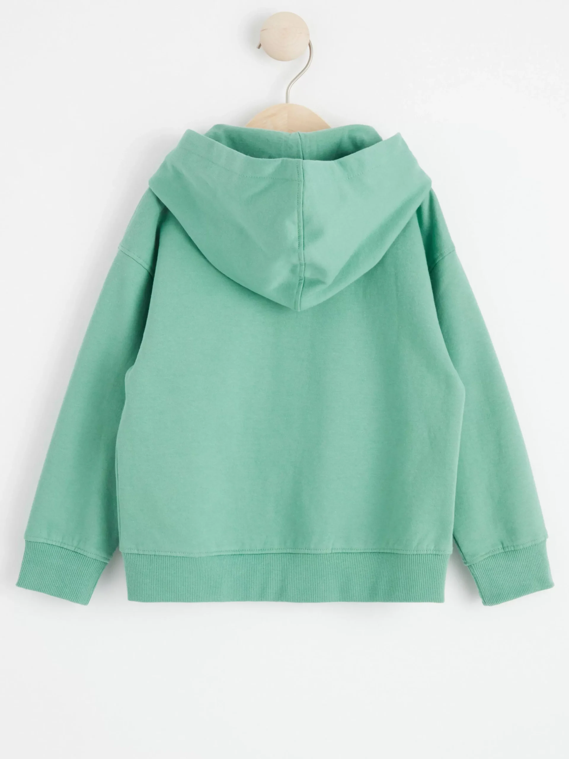 Tröjor & Cardigans>Lindex Hoodie I Bomull Med Dragkedja Och Borstad Insida Dusty Green