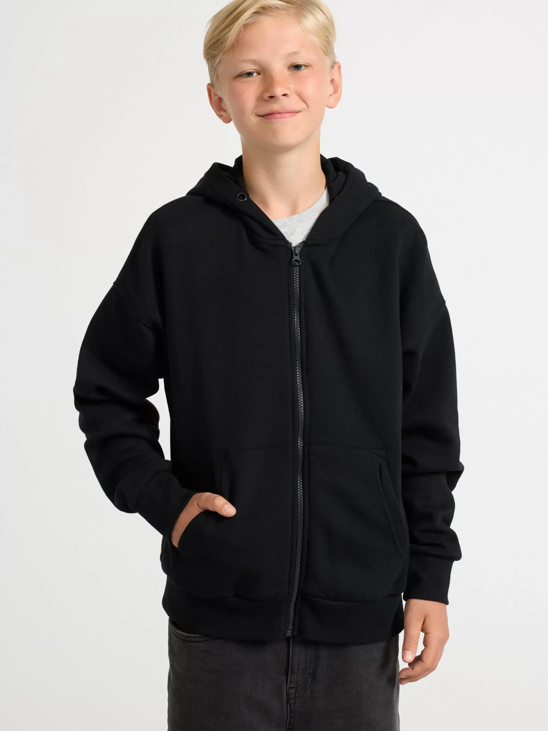 Tröjor & Cardigans>Lindex Hoodie Med Dragkedja Och Borstad Insida Black
