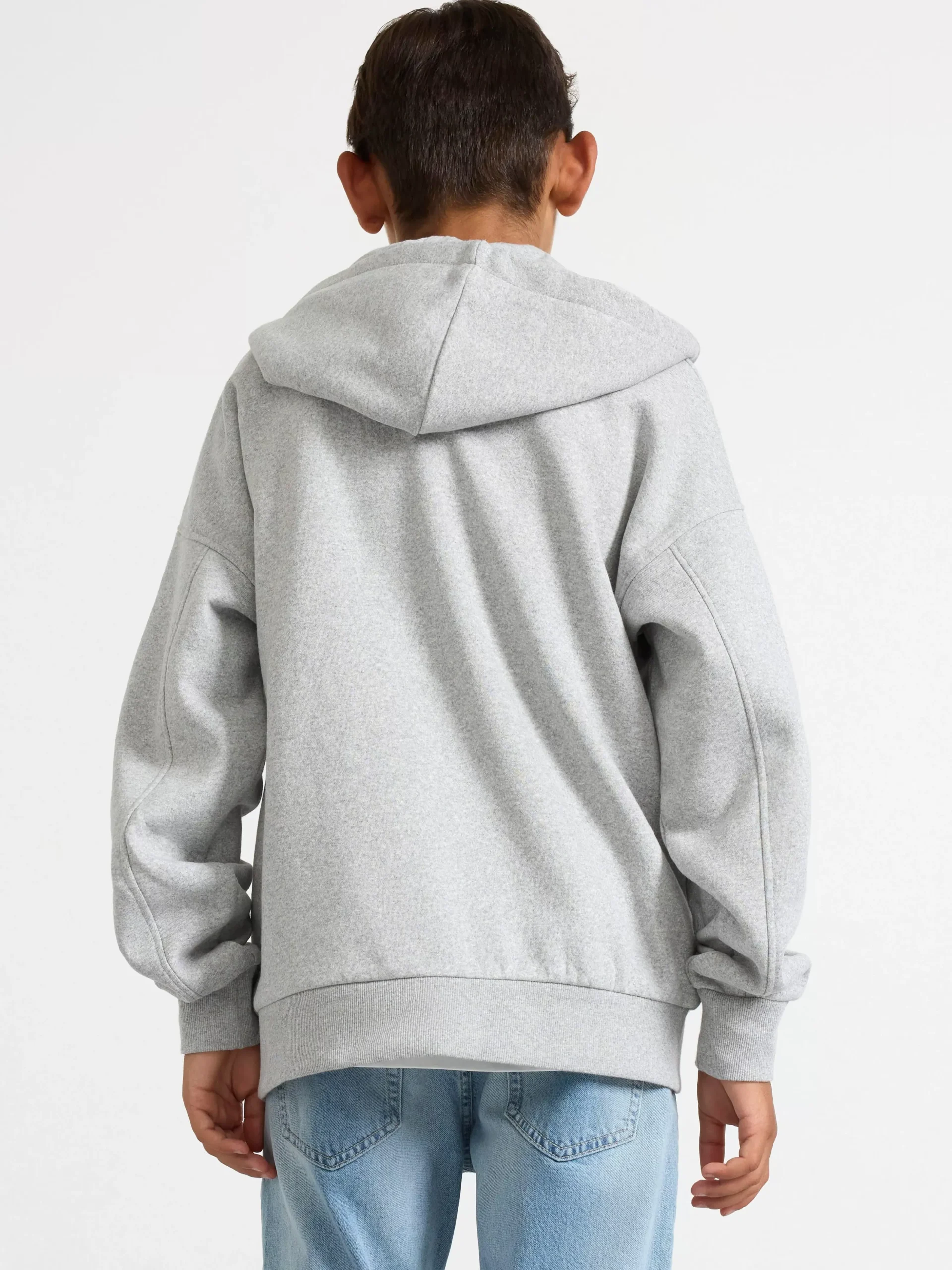 Tröjor & Cardigans>Lindex Hoodie Med Dragkedja Och Borstad Insida Grey Melange