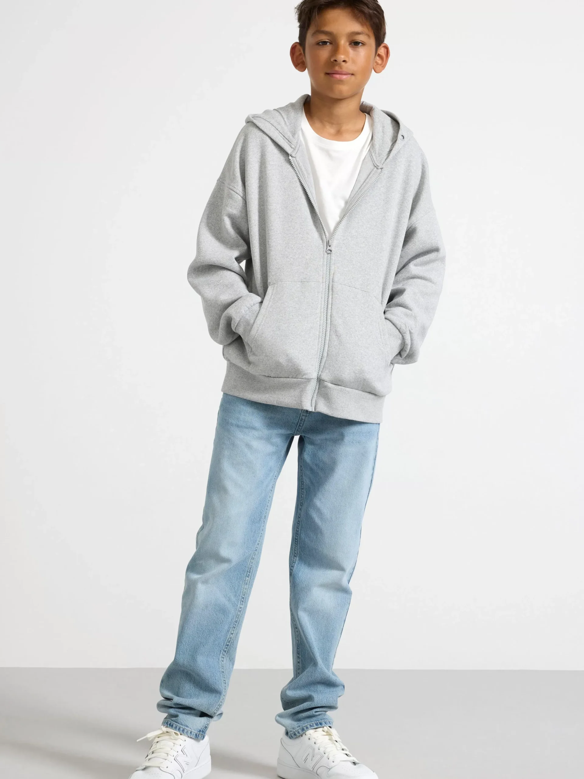 Tröjor & Cardigans>Lindex Hoodie Med Dragkedja Och Borstad Insida Grey Melange