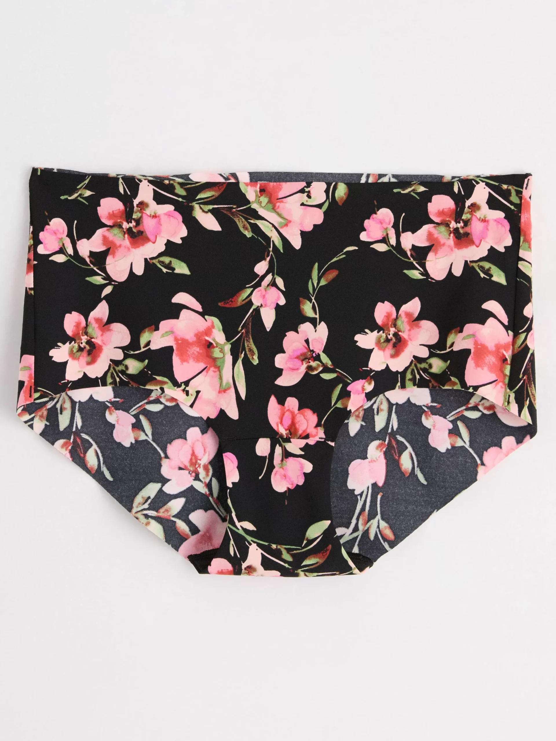 Trosor>Lindex Invisible Trosa Med Normalhog Midja Och Blommor Black