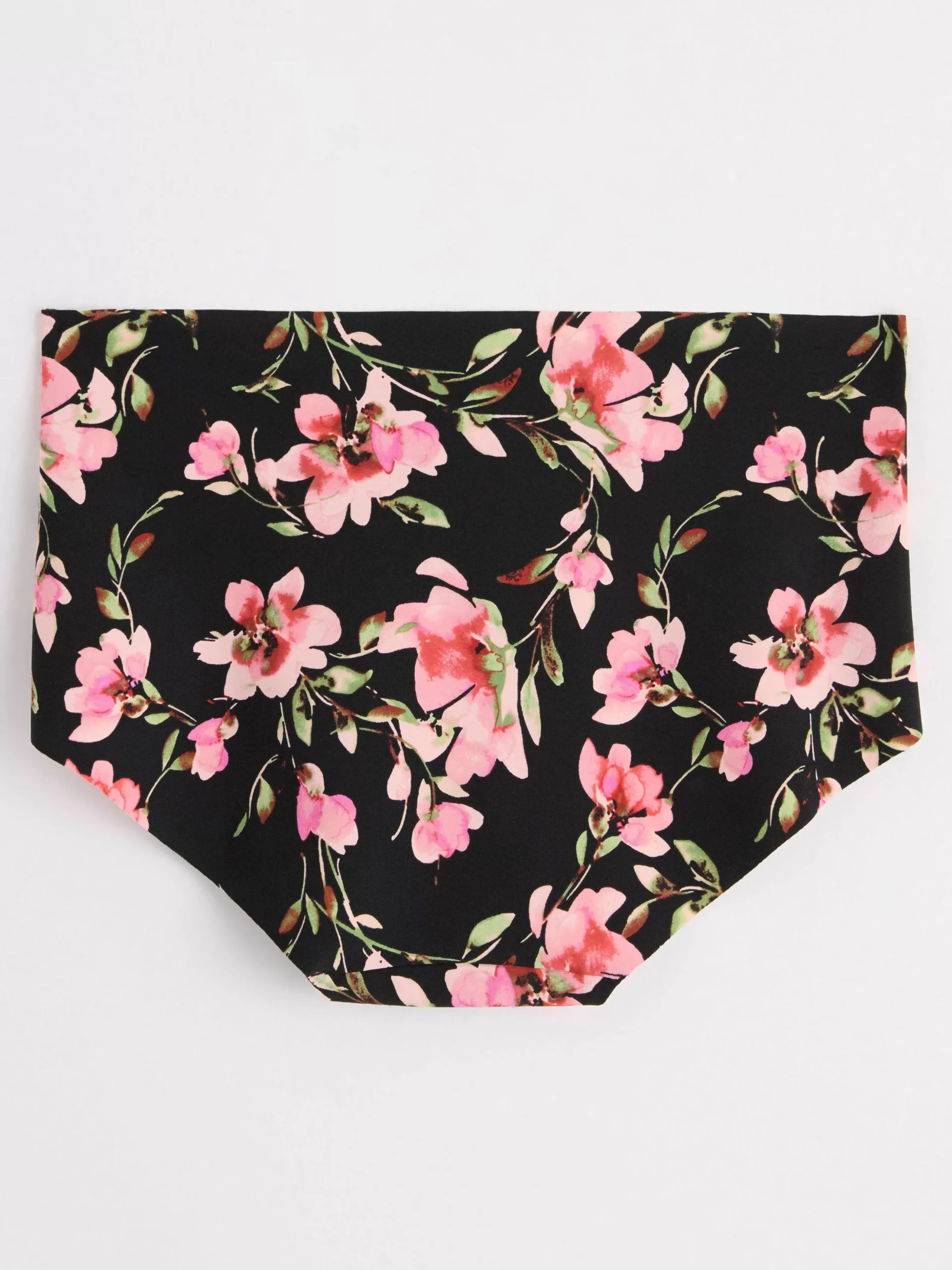 Trosor>Lindex Invisible Trosa Med Normalhog Midja Och Blommor Black