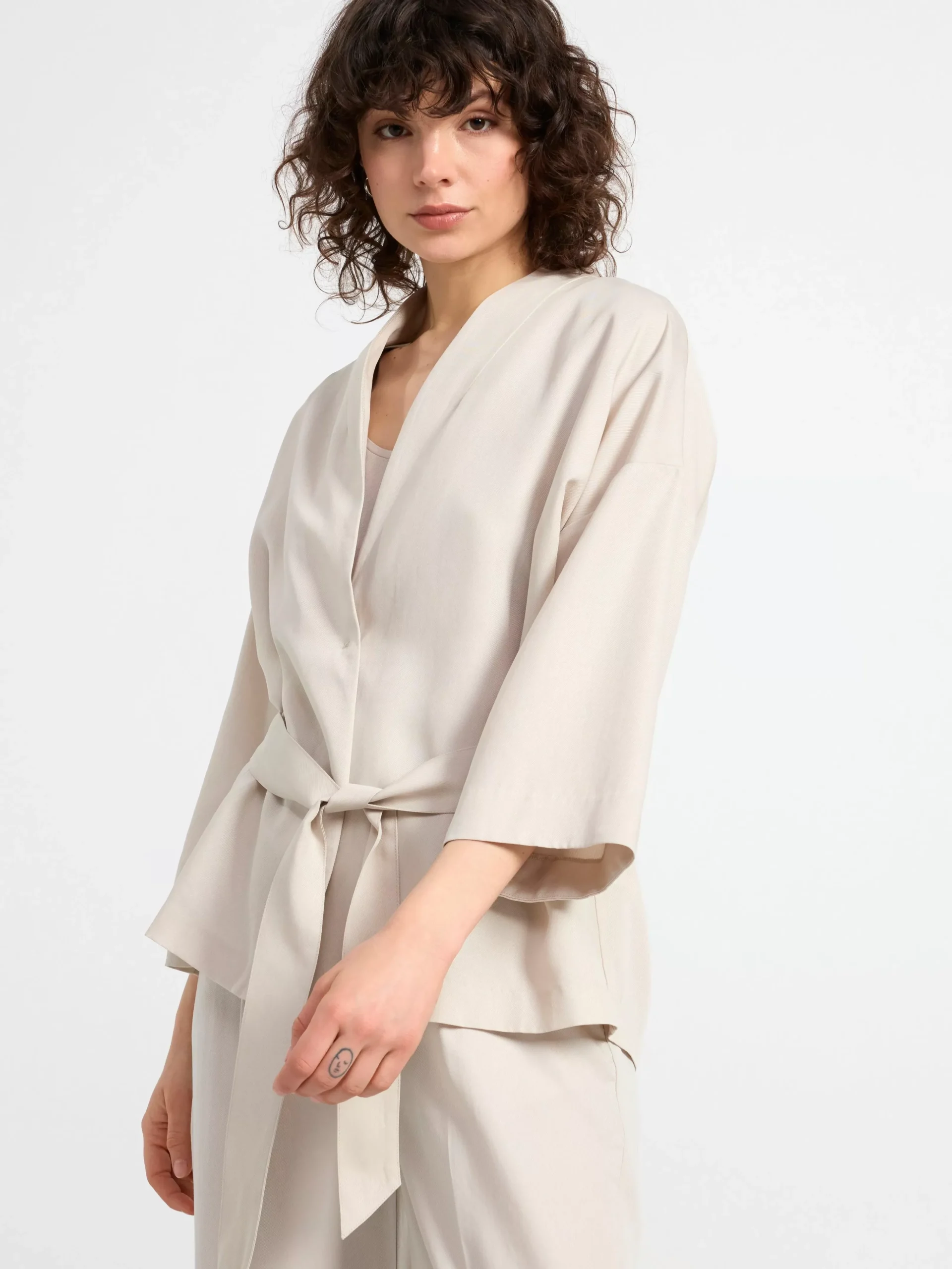 Kavajer>Lindex Jacka Med Trekvartslang Arm Light Beige