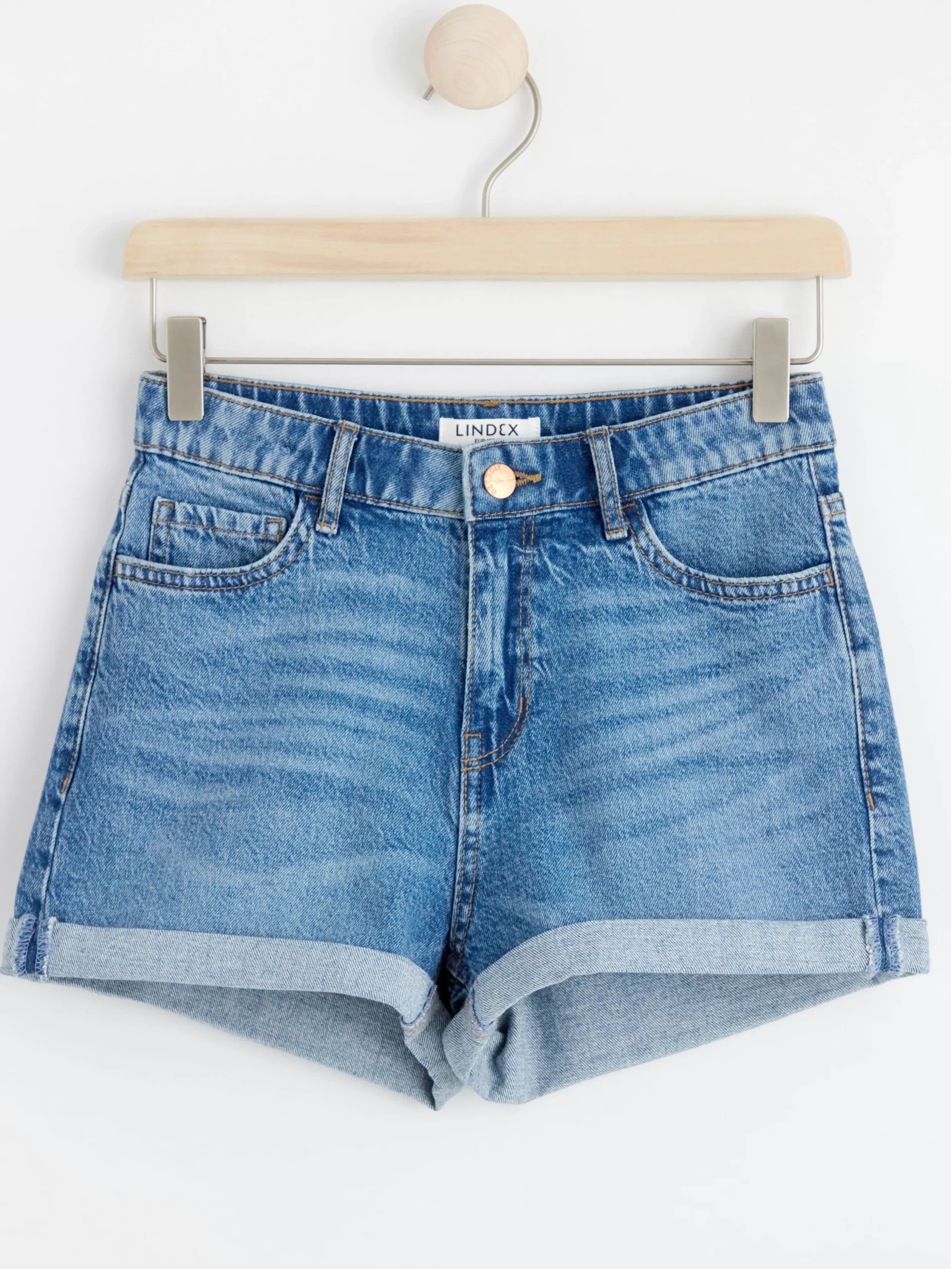Byxor & Leggings>Lindex Jeansshorts Med Hog Midja Medium Denim