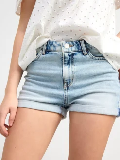 Byxor & Leggings>Lindex Jeansshorts Med Hog Midja Light Denim
