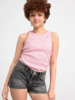 Byxor & Leggings>Lindex Jeansshorts Med Normalhog Midja Och Smala Ben Off-Black
