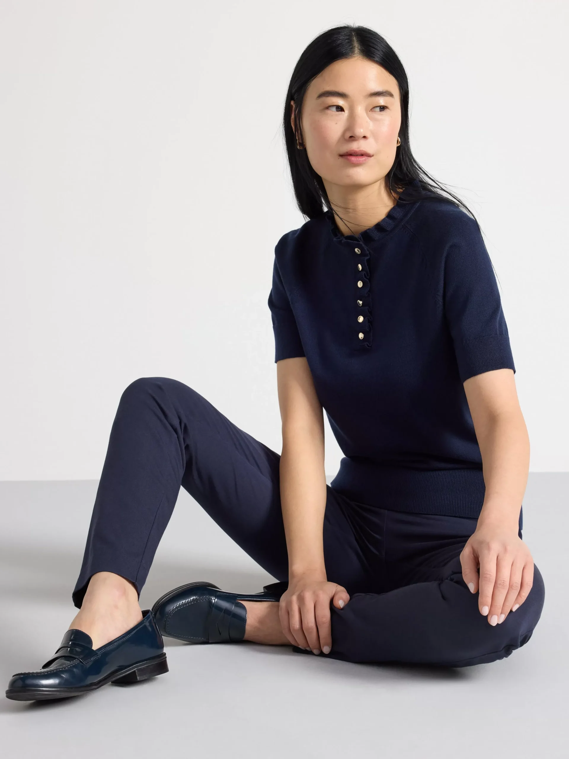 Byxor>Lindex Jonna Slim Fit Byxa Med Hog Midja Dark Navy