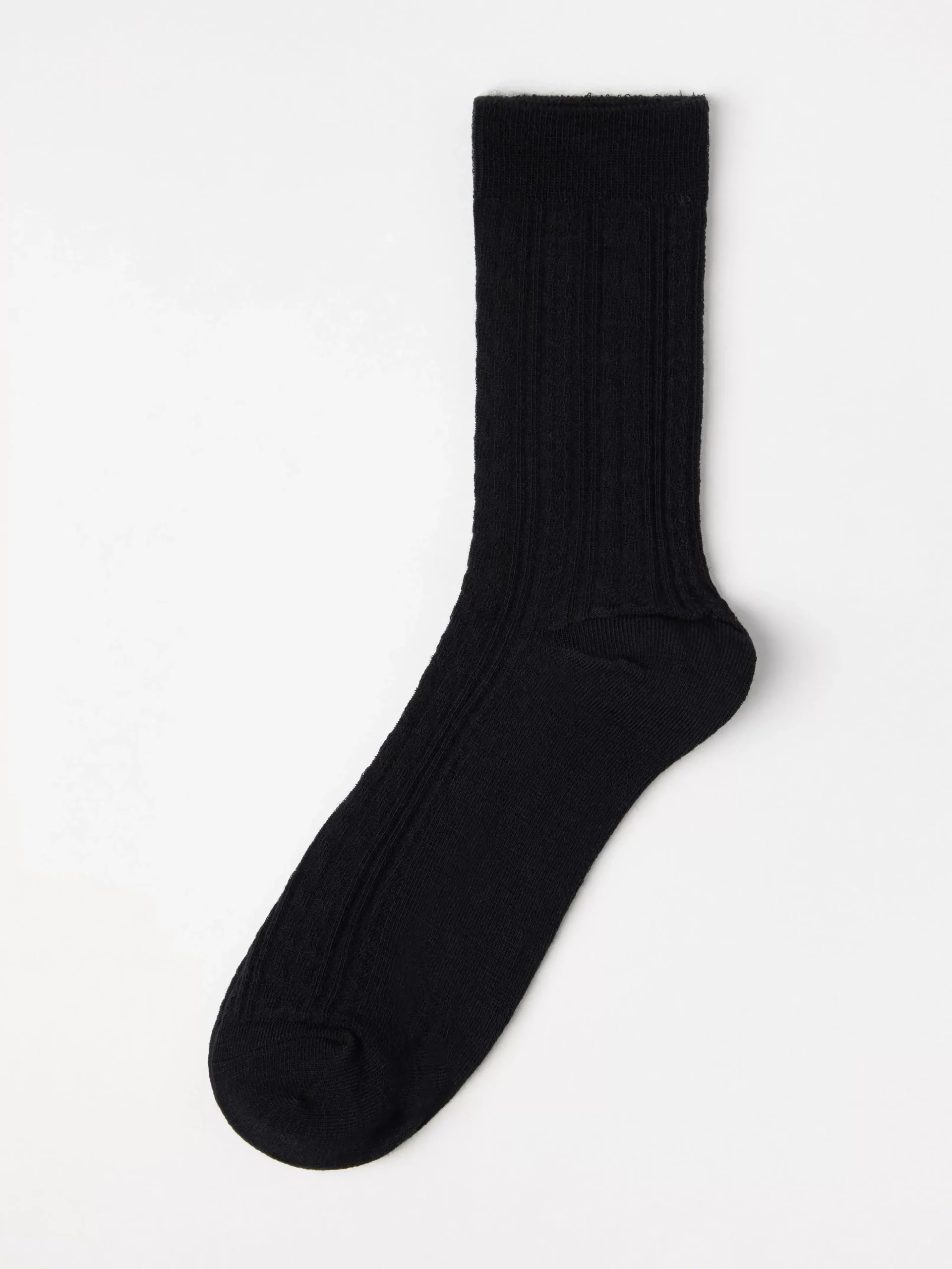 Strumpor>Lindex Kabelstickad Strumpa I Merinoullblandning Black