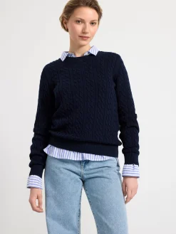 Tröjor & Cardigans>Lindex Kabelstickad Troja Navy