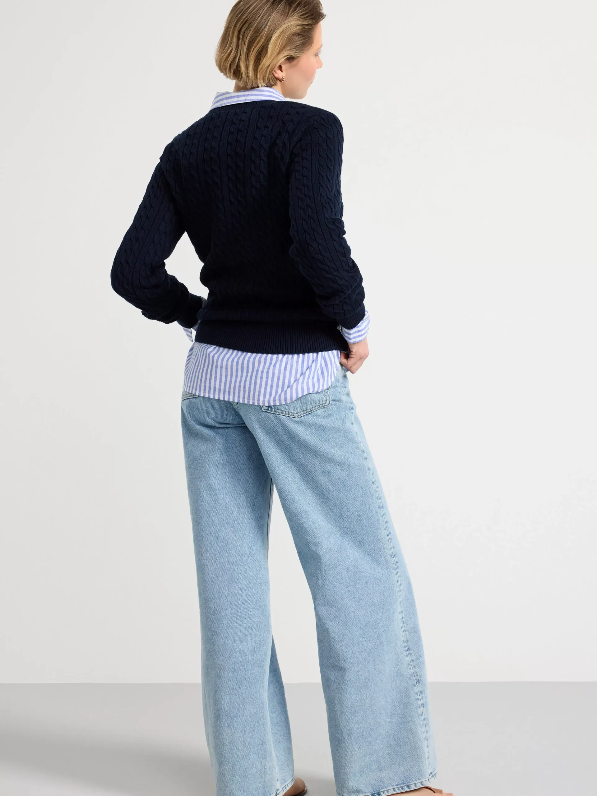 Tröjor & Cardigans>Lindex Kabelstickad Troja Navy