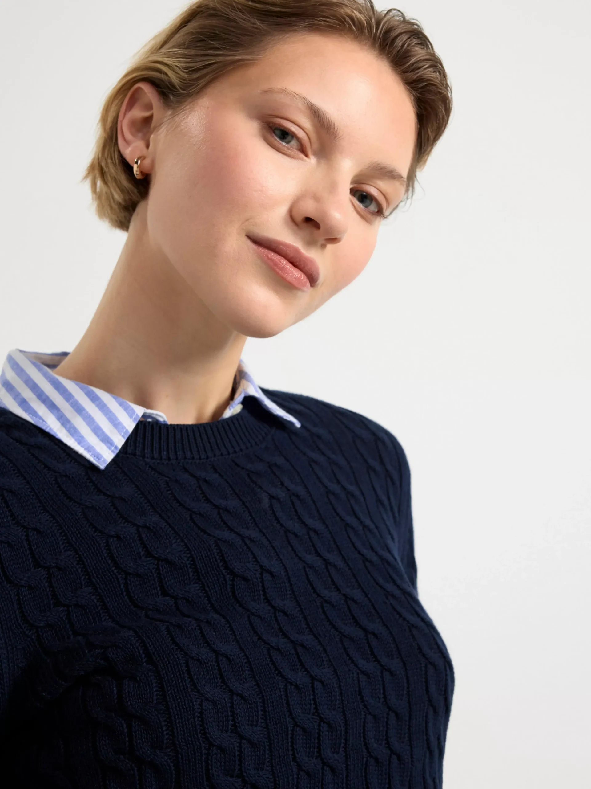 Tröjor & Cardigans>Lindex Kabelstickad Troja Navy