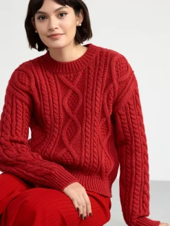 Tröjor & Cardigans>Lindex Kabelstickad Troja Red