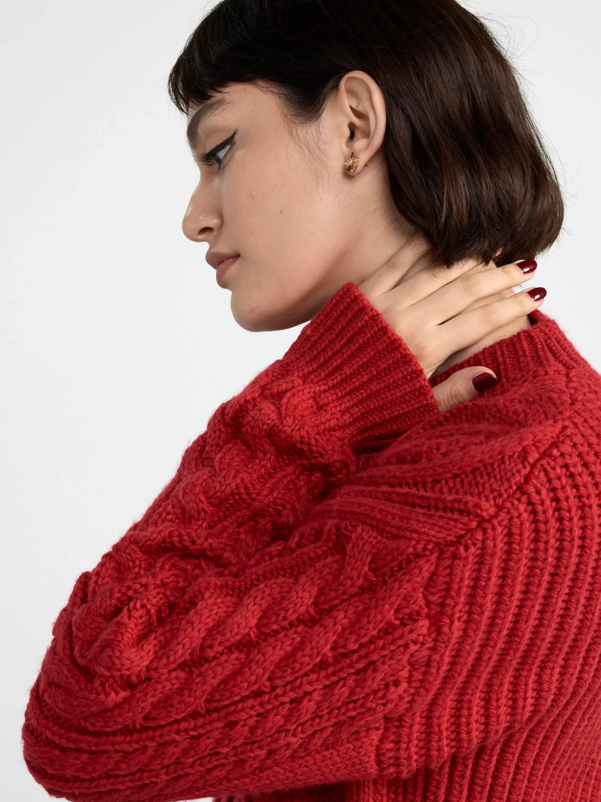 Tröjor & Cardigans>Lindex Kabelstickad Troja Red